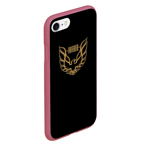 Чехол iPhone 7/8 матовый Khabib: Gold Eagle / 3D-Малиновый – фото 2