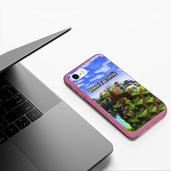Чехол iPhone 7/8 матовый Майнкрафт: Анатолий, цвет: 3D-малиновый — фото 2