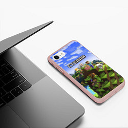 Чехол iPhone 7/8 матовый Майнкрафт: Степан, цвет: 3D-светло-розовый — фото 2