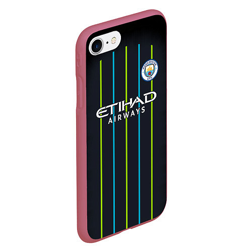 Чехол iPhone 7/8 матовый FC Manchester City: Away 18/19 / 3D-Малиновый – фото 2