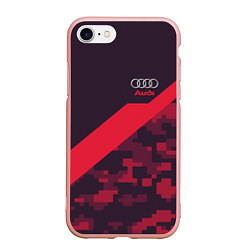 Чехол iPhone 7/8 матовый Audi: Red Pixel, цвет: 3D-светло-розовый