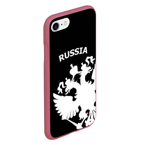 Чехол iPhone 7/8 матовый Russia: Black Edition / 3D-Малиновый – фото 2