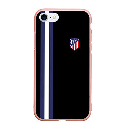 Чехол iPhone 7/8 матовый FC Atletico Madrid: Blue Line, цвет: 3D-светло-розовый