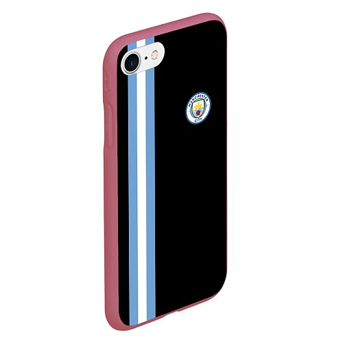 Чехол iPhone 7/8 матовый Манчестер Сити / 3D-Малиновый – фото 2