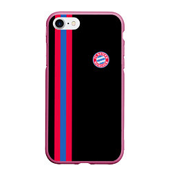 Чехол iPhone 7/8 матовый FC Bayern Munchen: Pink Line, цвет: 3D-малиновый