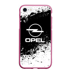 Чехол iPhone 7/8 матовый Opel: Black Spray, цвет: 3D-малиновый