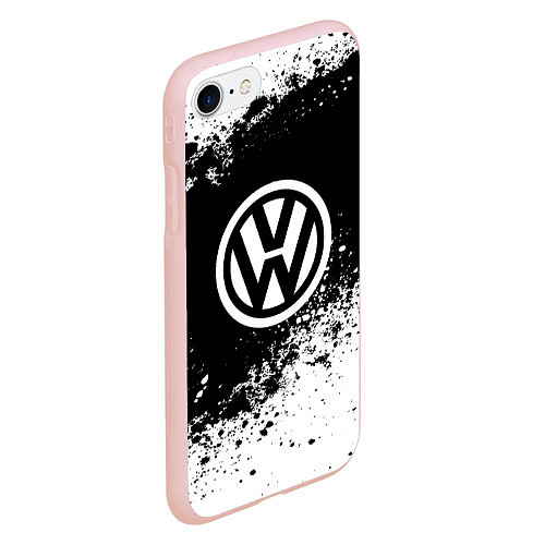 Чехол iPhone 7/8 матовый Volkswagen: Black Spray / 3D-Светло-розовый – фото 2