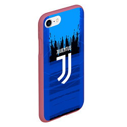 Чехол iPhone 7/8 матовый FC Juventus: Blue Abstract, цвет: 3D-малиновый — фото 2