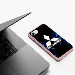 Чехол iPhone 7/8 матовый Mitsubishi: Blue Anger, цвет: 3D-светло-розовый — фото 2