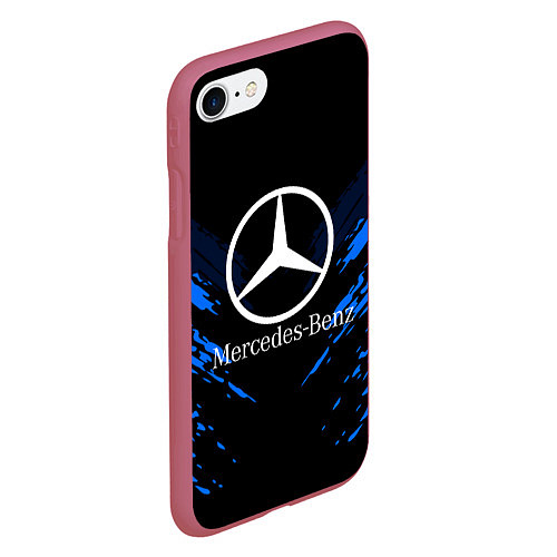 Чехол iPhone 7/8 матовый Mercedes-Benz: Blue Anger / 3D-Малиновый – фото 2