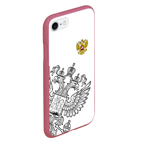 Чехол iPhone 7/8 матовый Russia: White Edition / 3D-Малиновый – фото 2