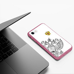 Чехол iPhone 7/8 матовый Russia: White Edition, цвет: 3D-малиновый — фото 2