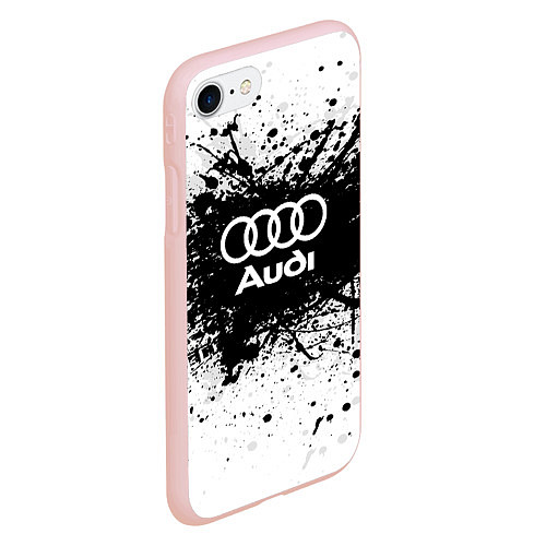 Чехол iPhone 7/8 матовый Audi: Black Spray / 3D-Светло-розовый – фото 2