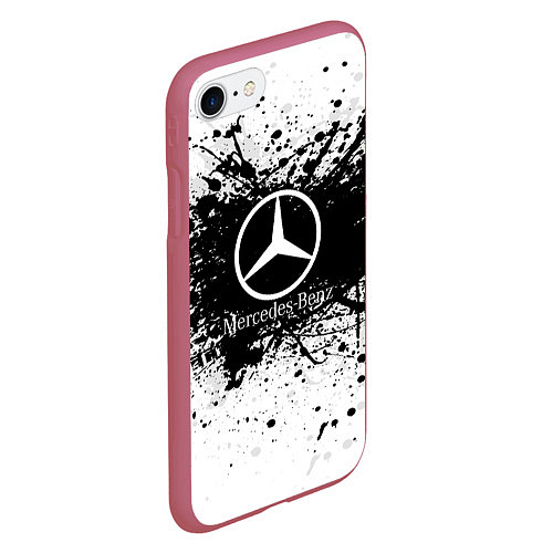 Чехол iPhone 7/8 матовый Mercedes-Benz: Black Spray / 3D-Малиновый – фото 2