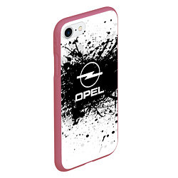 Чехол iPhone 7/8 матовый Opel: Black Spray, цвет: 3D-малиновый — фото 2