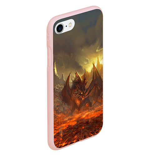 Чехол iPhone 7/8 матовый Linage II: Fire Dragon / 3D-Светло-розовый – фото 2