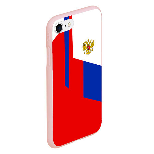 Чехол iPhone 7/8 матовый Russia: Geometry Tricolor / 3D-Светло-розовый – фото 2