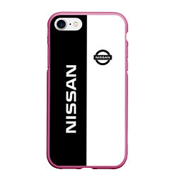 Чехол iPhone 7/8 матовый Nissan B&W, цвет: 3D-малиновый