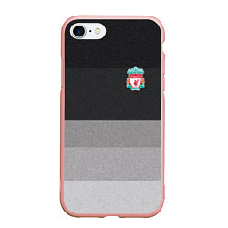 Чехол iPhone 7/8 матовый ФК Ливерпуль: Серый стиль, цвет: 3D-светло-розовый
