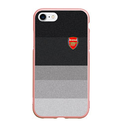 Чехол iPhone 7/8 матовый ФК Арсенал: Серый стиль, цвет: 3D-светло-розовый