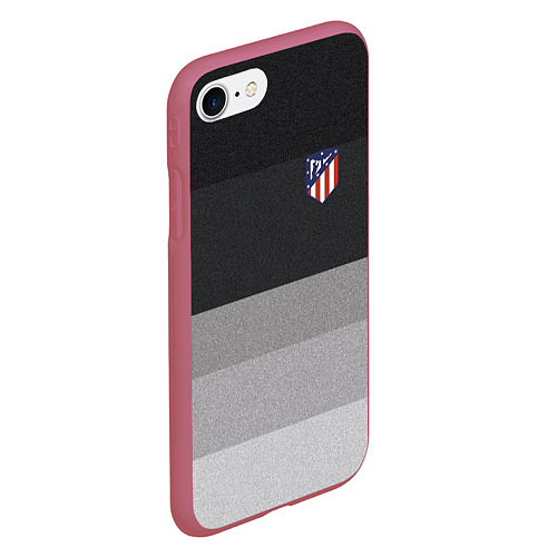 Чехол iPhone 7/8 матовый ФК Атлетико Мадрид: Серый стиль / 3D-Малиновый – фото 2
