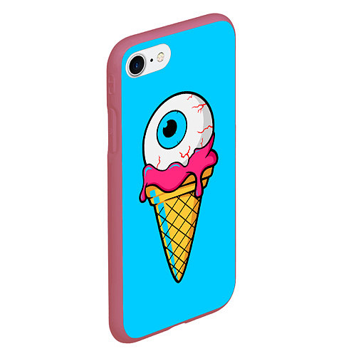 Чехол iPhone 7/8 матовый Мороженое с глазом / 3D-Малиновый – фото 2