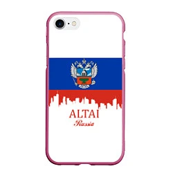 Чехол iPhone 7/8 матовый Altai: Russia, цвет: 3D-малиновый