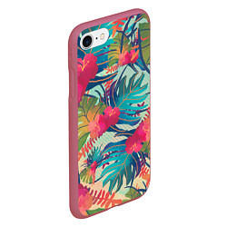Чехол iPhone 7/8 матовый Тропический мотив, цвет: 3D-малиновый — фото 2