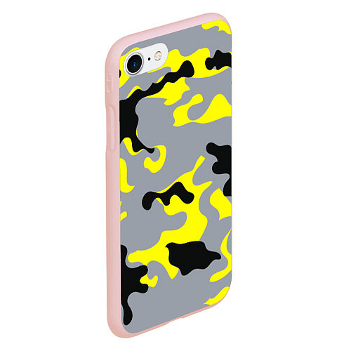 Чехол iPhone 7/8 матовый Yellow & Grey Camouflage / 3D-Светло-розовый – фото 2