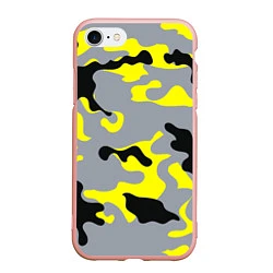 Чехол iPhone 7/8 матовый Yellow & Grey Camouflage, цвет: 3D-светло-розовый