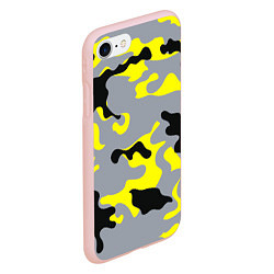 Чехол iPhone 7/8 матовый Yellow & Grey Camouflage, цвет: 3D-светло-розовый — фото 2