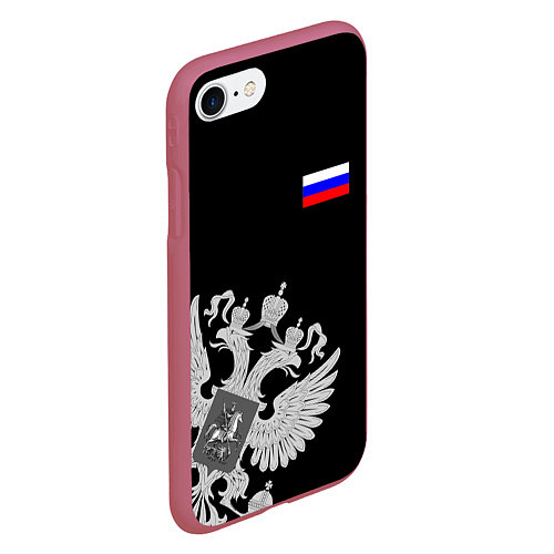 Чехол iPhone 7/8 матовый Russia: Black Collection / 3D-Малиновый – фото 2