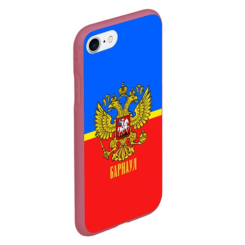 Чехол iPhone 7/8 матовый Барнаул: Россия / 3D-Малиновый – фото 2