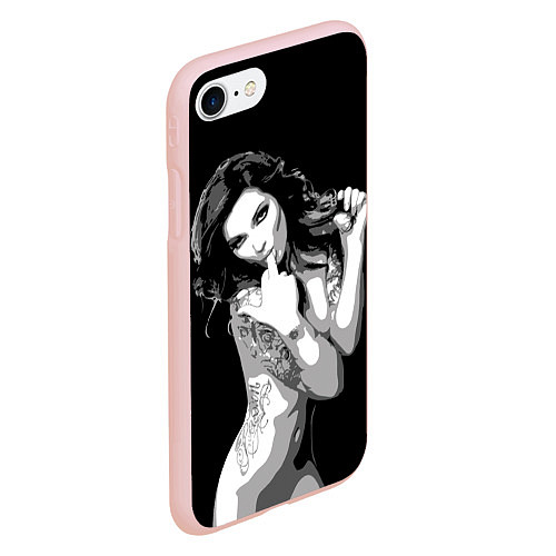 Чехол iPhone 7/8 матовый Sexy Girl: Black & White / 3D-Светло-розовый – фото 2