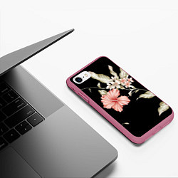 Чехол iPhone 7/8 матовый Цветок во мраке, цвет: 3D-малиновый — фото 2