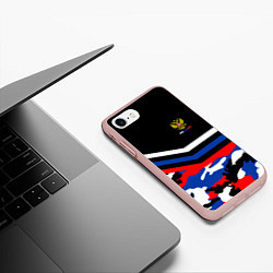 Чехол iPhone 7/8 матовый Россия: Камуфляж, цвет: 3D-светло-розовый — фото 2