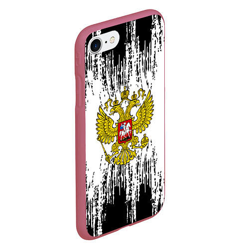 Чехол iPhone 7/8 матовый Russia: White Sport / 3D-Малиновый – фото 2