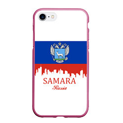 Чехол iPhone 7/8 матовый Samara: Russia, цвет: 3D-малиновый