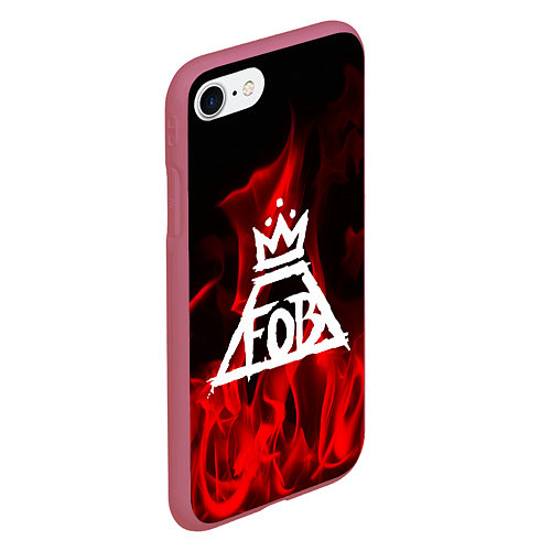 Чехол iPhone 7/8 матовый Fall Out Boy: Red Flame / 3D-Малиновый – фото 2