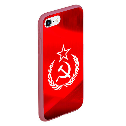 Чехол iPhone 7/8 матовый Патриот СССР / 3D-Малиновый – фото 2