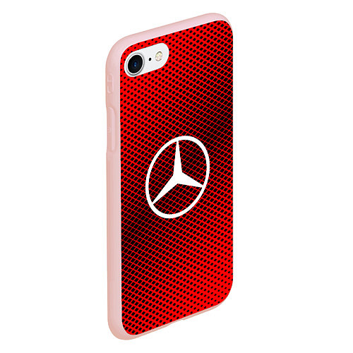 Чехол iPhone 7/8 матовый Mercedes: Red Carbon / 3D-Светло-розовый – фото 2