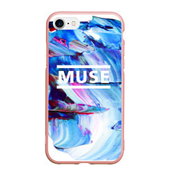 Чехол iPhone 7/8 матовый MUSE: Blue Colours, цвет: 3D-светло-розовый