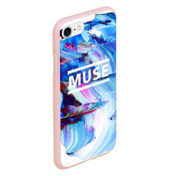 Чехол iPhone 7/8 матовый MUSE: Blue Colours, цвет: 3D-светло-розовый — фото 2