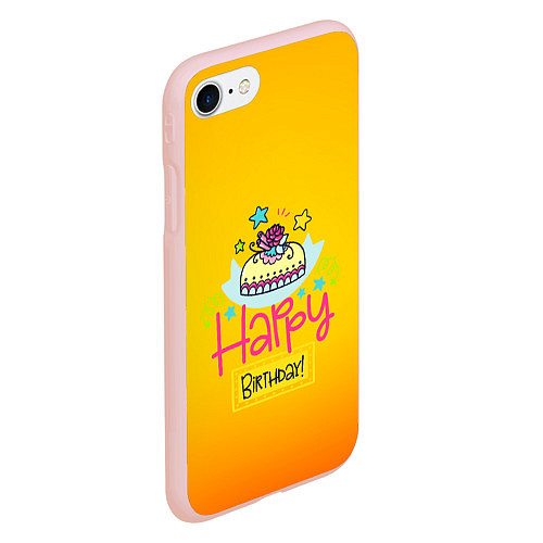 Чехол iPhone 7/8 матовый Happy Birthday / 3D-Светло-розовый – фото 2