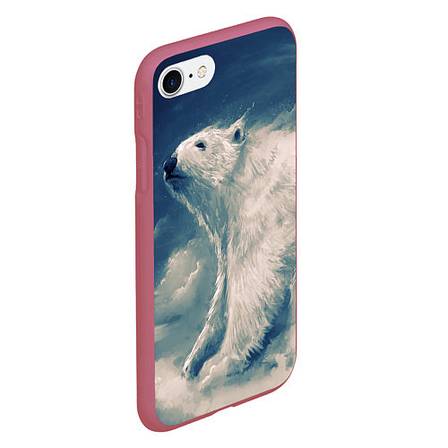 Чехол iPhone 7/8 матовый Полярный медведь / 3D-Малиновый – фото 2