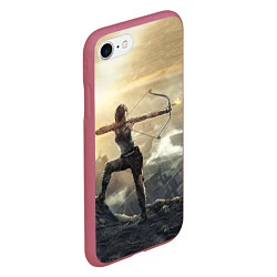 Чехол iPhone 7/8 матовый Tomb Raider, цвет: 3D-малиновый — фото 2