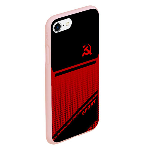 Чехол iPhone 7/8 матовый USSR: Black Sport / 3D-Светло-розовый – фото 2
