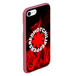 Чехол iPhone 7/8 матовый RHCP: Red Flame, цвет: 3D-малиновый — фото 2