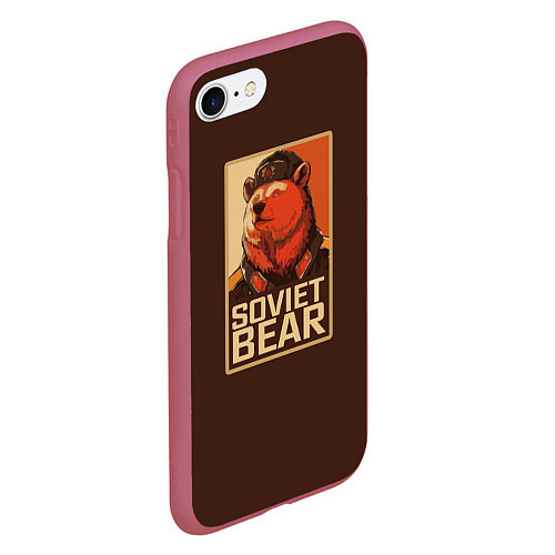 Чехол iPhone 7/8 матовый Soviet Bear / 3D-Малиновый – фото 2