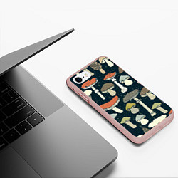 Чехол iPhone 7/8 матовый Грибной лес, цвет: 3D-светло-розовый — фото 2